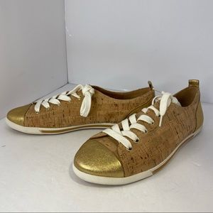 Kork-Ease® Silva Gold and Cork Sneakers size 9 New without box